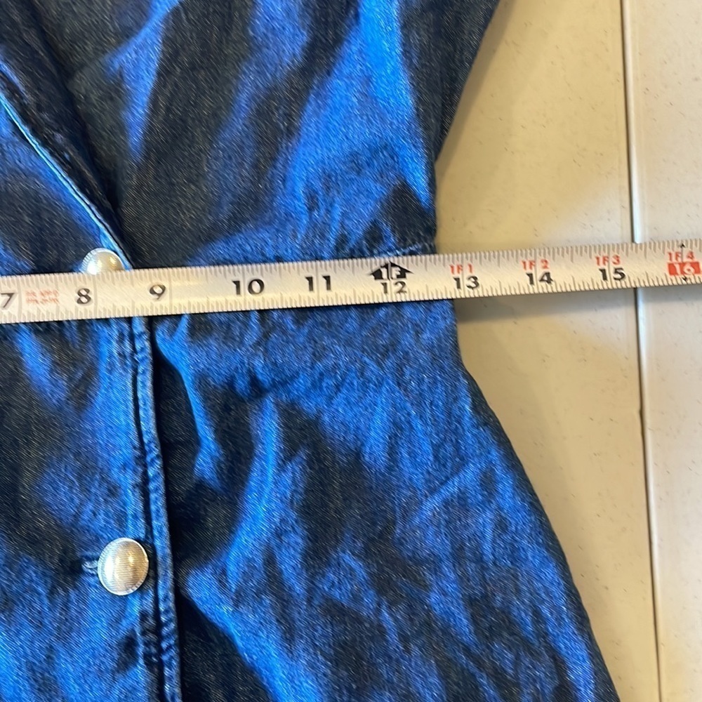 Zara XS DOUBLE BREASTED DENIM JACKET DRESS PUFF SLEEVE DRESS - Picture 7 of 7